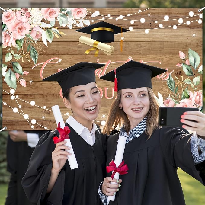 Rustic Wood Graduation Banner Congratulations Graduate Party Decorations - Image 4
