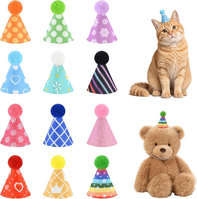 CANREVEL Mini Party Hats for Stuffed Animals Headwear, Birthday Hats by CANREVEL