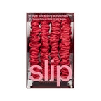 slip Skinny Scrunchies: Anti-Crease, Anti-Breakage Slipsilk™ Design Protects Delicate Hair | Includes 4 Pure Silk Scrunchies: Red