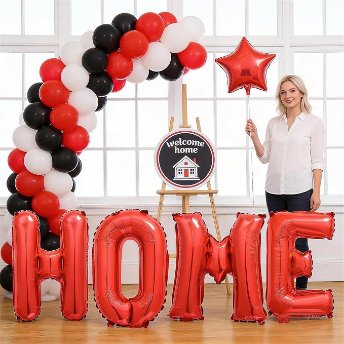 Red HOME Balloons 40 Inch, Large HOME Letter Banner - Image 7