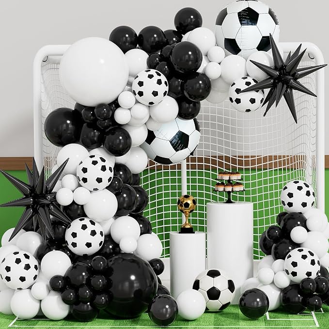 Soccer Balloon Garland Arch Kit, Soccer Birthday Party Decoration | Black and by Haolongfa