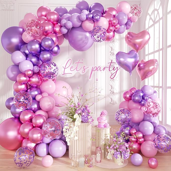 Pink Purple Balloon Garland Arch Kit by Futureferry