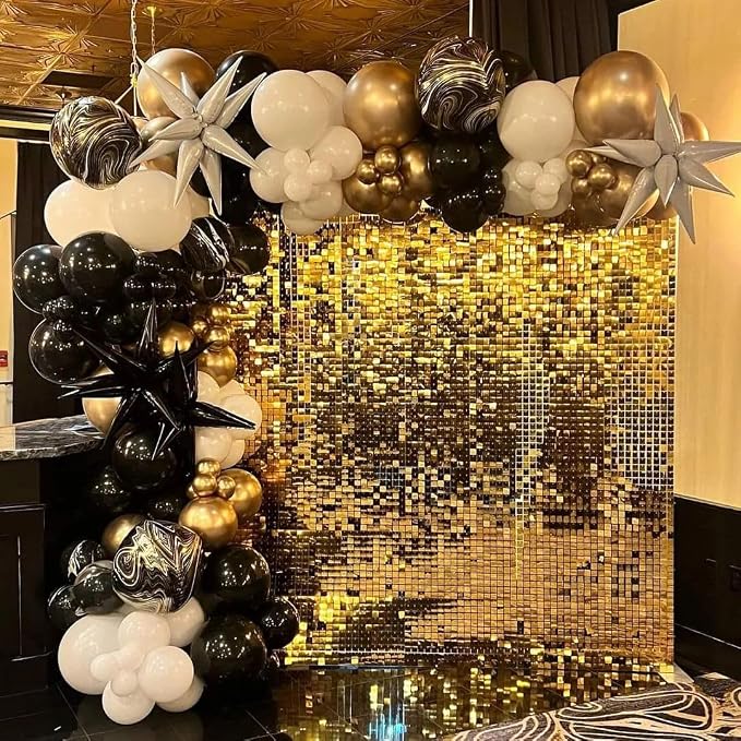 Shimmer Wall Backdrop Gold Wall Panels 24Pcs Square Sequin Shimmer Wall - Image 3