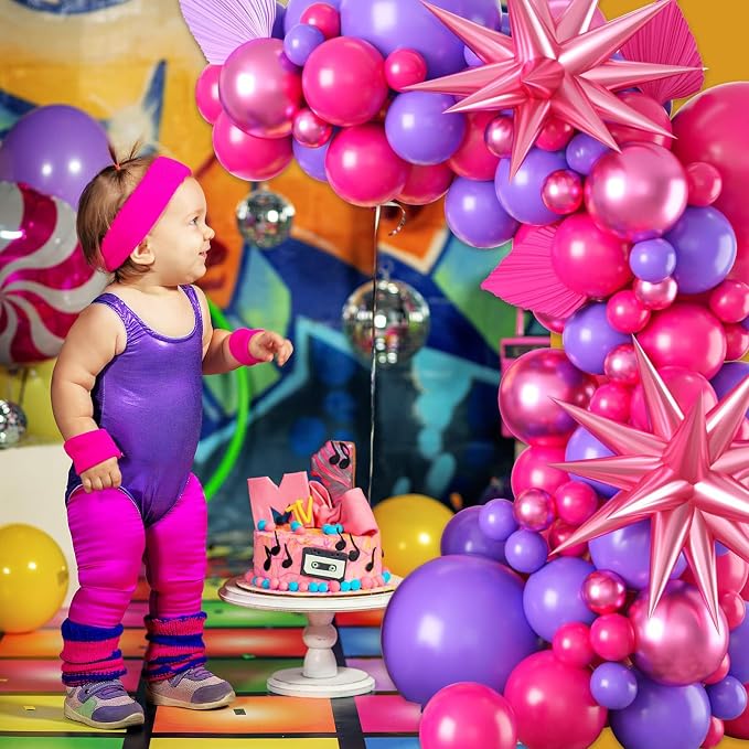 Hot Pink Purple Balloon Garland Kit, 104 Piece Mixed Size Latex Balloons - Image 7