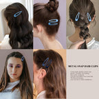 Small Hair Barrettes For Women No Slip Metal Snap Clips For Thin And Fine Hair,Matte Multiple Blue,20 PCS,1.97 x 0.5 Inch.