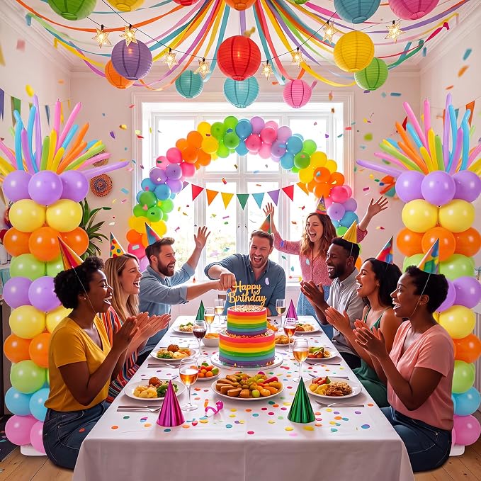 Capoda 2 Set Rainbow Balloon Column Stand Kit 6.56ft Colorful Balloon Tower - Image 5
