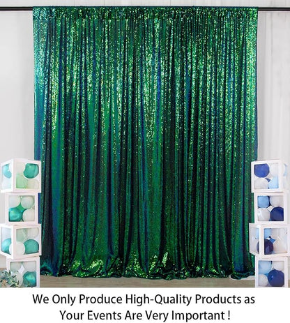 ShinyBeauty 5FT x 7FT Iridescent Green Sequin Backdrop Curtain | Sparkly Photo - Image 2