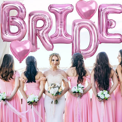 40inch Pink BRIDE Letter Balloons, Giant Pink Bride Foil Helium Balloon Banner - Image 7