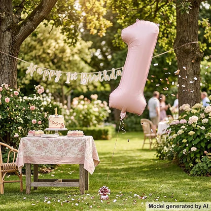 40 Inch Blush Pink Foil Number 1 Balloon - Image 5