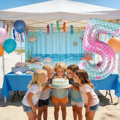 40 Inch Mermaid Number 5 Balloon, Sea Themed Birthday Decorations - Image 6