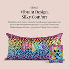 Kitsch x Lisa Frank Satin Pillowcase with Zipper for Hair & Skin, Softer Than Silk Pillow Cases, Wrinkle-Free, Smooth and Cooling Satin Pillow Covers King Size (19x36) - Rainbow Leopard