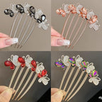 Hair Side Comb Crytal Hair Pins for Bridal, Butterfly Rhinestone Hair Clips Wedding Flower Hair Decorations Hair Tools for Brides Bridesmaids Women Ladies (4 Pack)