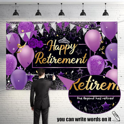 Blulu Retirement Party Decorations, Extra Large Fabric Retire Sign Banner Photo - Image 6