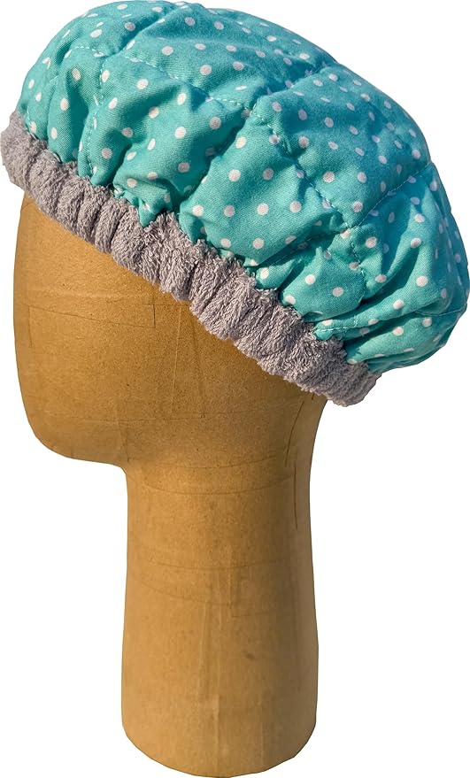 AKISS Flaxseed Deep Conditioning Heat Cap Portable Microwave Hot Bonnet Therapy Hair care Cap For Women (Grey/Dot, Large)