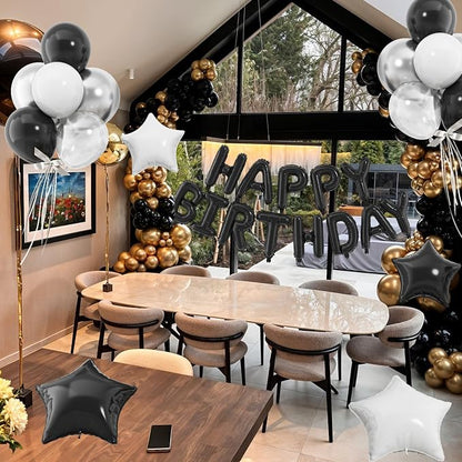 29PC Black Happy Birthday Balloon Banner, 16 Inch 3D Aluminum Letter Banner Sign - Image 2