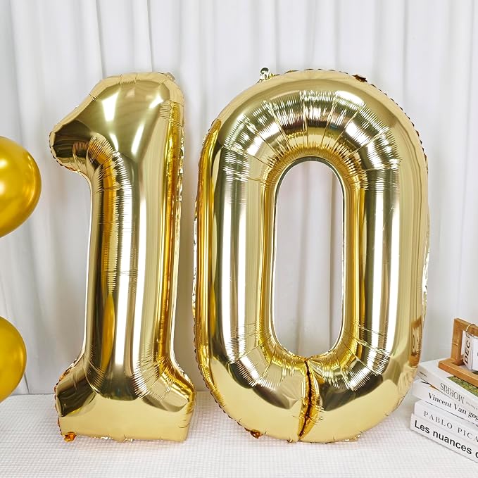 40 Inch Light Gold 9 Number Balloons Large Champagne Gold Number | White Gold - Image 6