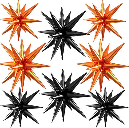 Orange Black Star Balloons, 22/27 Inch Black and Orange Star Shaped Balloons by Paready
