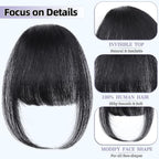 Wispy Bangs Hair Clip, 100% Human Hair Clip In Natural Black Bangs for Women, Soft Layered Fake Bangs with Feathered Fringe, Easy Clip-On Design for Daily Wear & Halloween