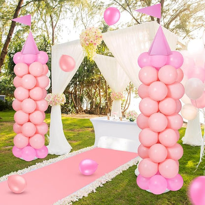 2 Sets Adjustable Pink Princess Castle Balloon Column Stand Kit Includes 140 - Image 7
