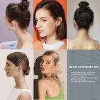 16 PCS Snap Hair Clips Metal Barrettes for Women Non Slip Barrettes for Thick and Thin Fine Hair,Bright Black,2.36 x 0.43 Inches.