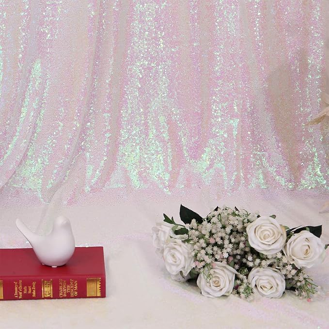 Poise3EHome 8FT x 8FT Iridescent Sequin Photography Backdrop Curtain - Image 8