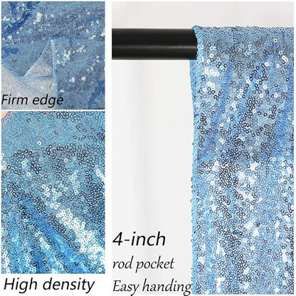 Baby Blue Sequin Backdrop Curtain 8ft x 8ft Sequin Glitter Background | Sequin - Image 7