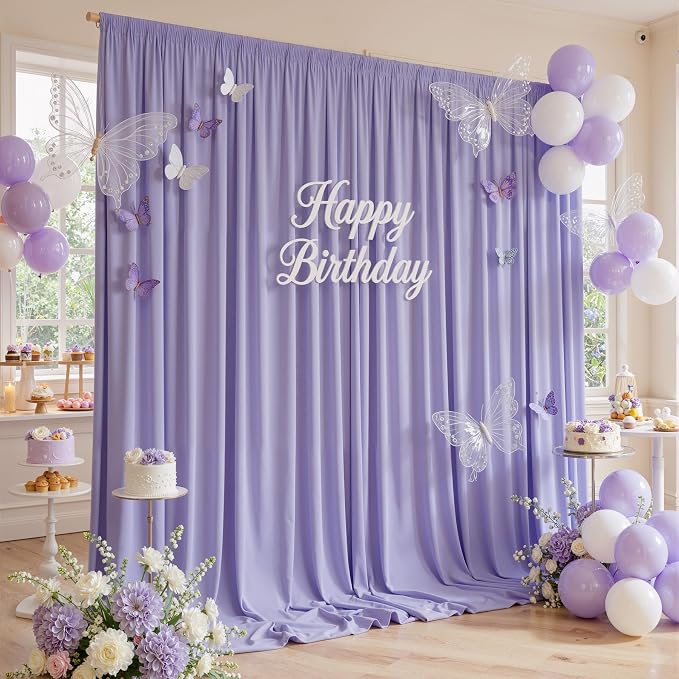20ft x 10ft Wrinkle Free Lavender Backdrop Curtains - Image 6