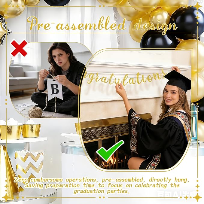 2026 Graduation Banners Party Decorations, Glitter Congratulations - Image 3