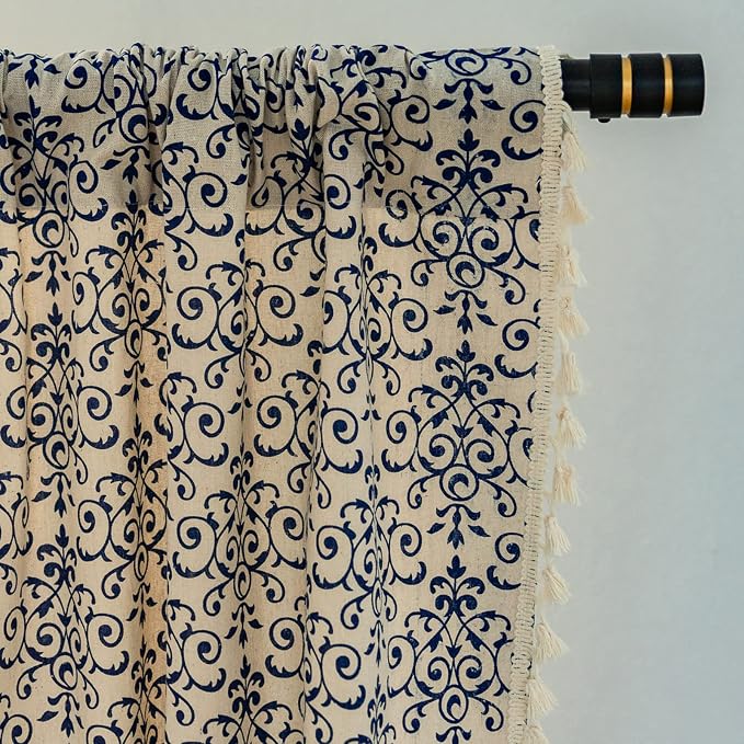 Sutuo Home Boho Curtain 84 Inches Length Semi-Blackout Bohemian Damask Moroccan - Image 3