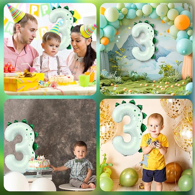 Dinosaur Number 3 Balloon, 30 Inch Birthday Party Decorations - Image 7