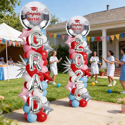 2 Set Adjustable Nurse Graduation Balloon Column Stand Kit Class of 2026 - Image 8