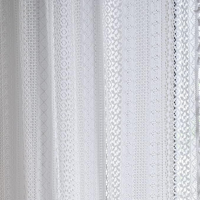 Sutuo Home Boho Sheer Curtain 108 Inches Long, Crochet Lace - Image 7
