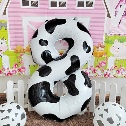 Cow Print Number 8 Balloon, Large 40 Inch Cow Number Birthday Balloons | Helium - Image 2