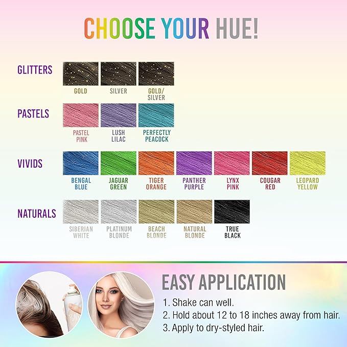 Punky Temporary Hair Color Spray – Siberian White, Instant Vivid Temporary Hair Dye for Women, Wash Out, Hair-Color Spray, 3.5 oz