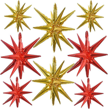 TONIFUL 8 Pcs Explosion Star Balloons Red and Gold Foil Balloon Party Decor | by TONIFUL