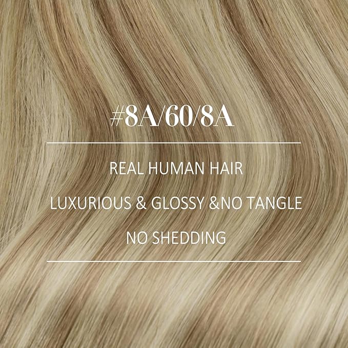 YoungSee Hair Extensions Weft Light Brown Sew in Extensions Hand Tied Weft Hair Extensions Human Hair Light Brown Mix Platinum Blonde Thick Remy Hair for Full Head 18Inch 100g