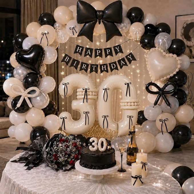 Beige Balloon Number 30 for 30th Birthday Decorations Women, Double Stuff Pearl - Image 8