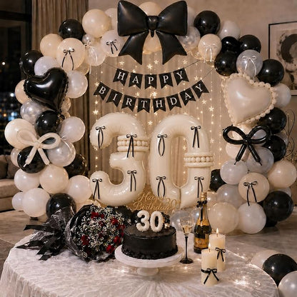 Beige Balloon Number 30 for 30th Birthday Decorations Women, Double Stuff Pearl - Image 8