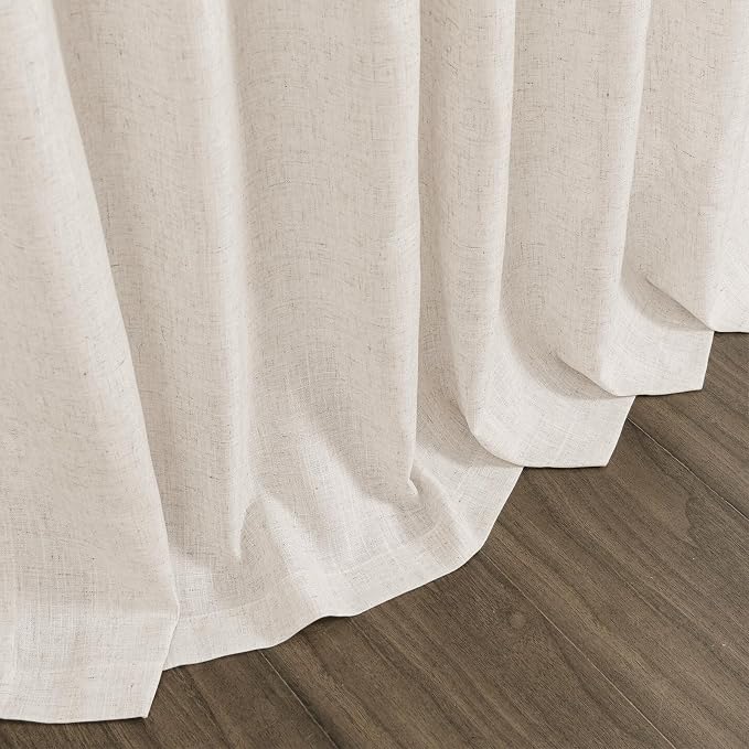 Beige Semi Sheer Linen Curtains 90 Inches Long - Image 6