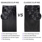 Seamless Clip in Hair Extensions - Real Human Hair Straight Brazilian Remy Hair Clip in Extensions 8Pcs Invisible Skin Weft 18Clips 120g 28inch Natural Black