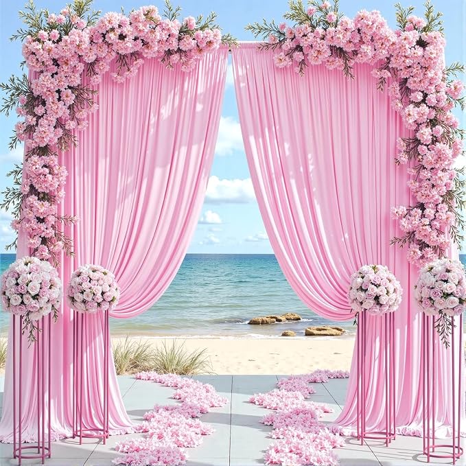 10ft x 10ft Wrinkle Free Pink Backdrop Curtains - Image 8