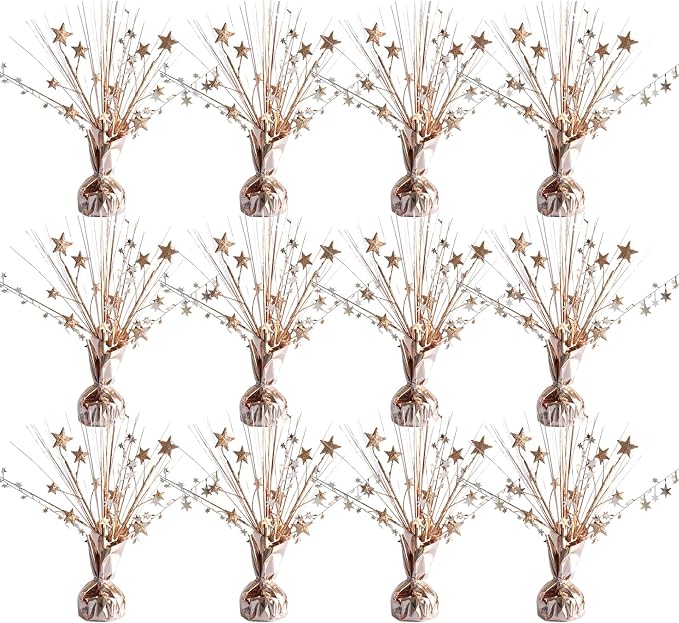 12 Pack Metallic Rose Gold Foil Spray Centerpieces Stars Brust Table by Egolot