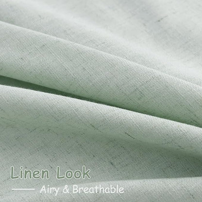 Aqua Green Linen Curtains 63 Inches Long 2 Panel Sets - Image 5
