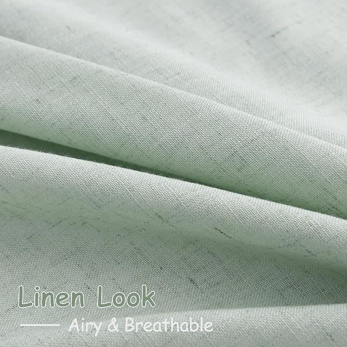 Aqua Green Linen Curtains 84 Inch Length 2 Panels Set - Image 5