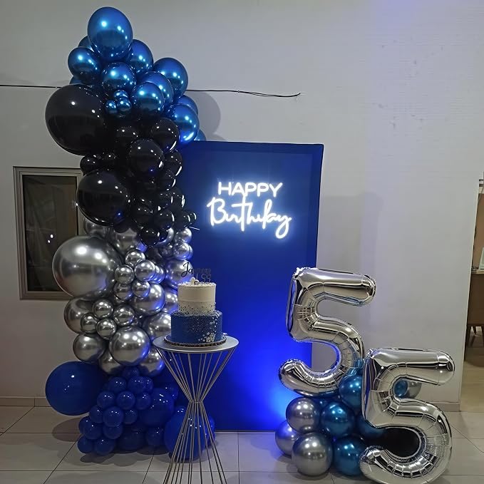 Metallic Blue and Black Balloon Arch Garland Kit - Image 5