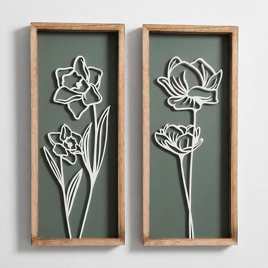 Tide and Tales Floral 3D Green Wall Art, Botanical Wall Decor, Lightweight by TideandTales