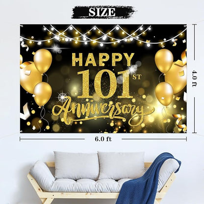 WeBenison Happy 101st Anniversary Backdrop 101st Wedding Anniversary - Image 2