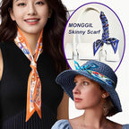 Skinny Scarf 3 Pack for Women – Bag Scarf, Silk Hair Scarves (Original Prints, Premium Twill, 3 Designs)