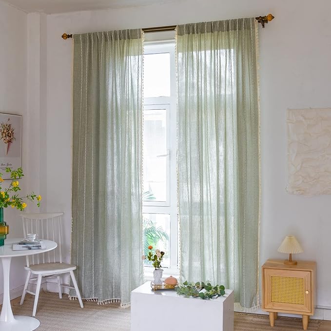Boho Embroidered Linen Curtains - Image 3