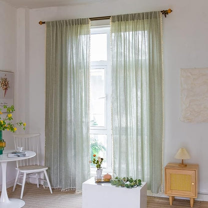 Boho Embroidered Linen Curtains - Image 3